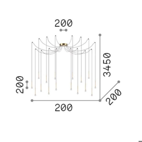 Lucciola ideal lux lampadario led moderno sp16 16w ottone
